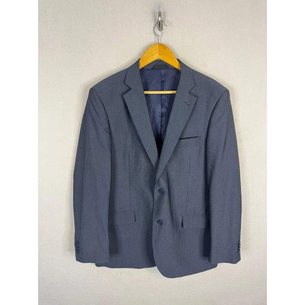 Geoffrey Beene Mens 40R Navy Blue 2 Piece Suit Blazer Pants 34X31